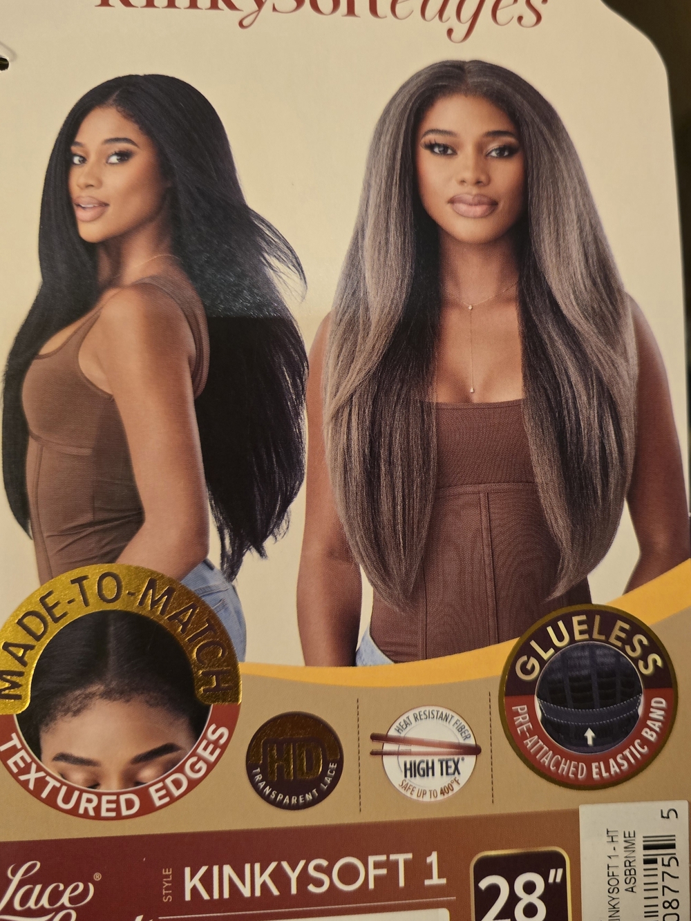 Kinky Soft 28" Glueless Straight Wig With Kinky Edges